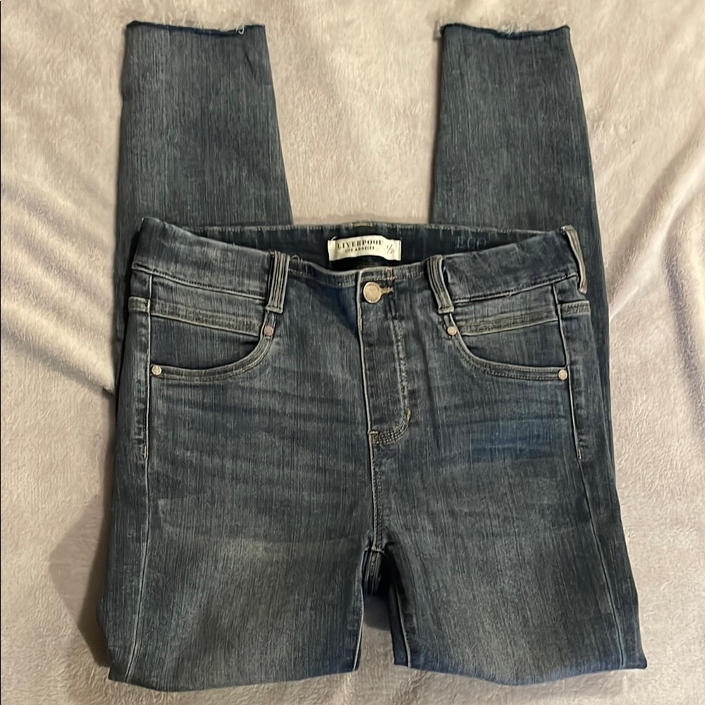 Liverpool Jeans Company Blue Skinny Distressed Ankle Jeans Jeggings